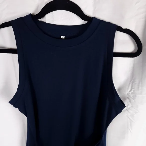 Elegant Navy Blue Sleeveless Dress Size Medium - Picture 2 of 6
